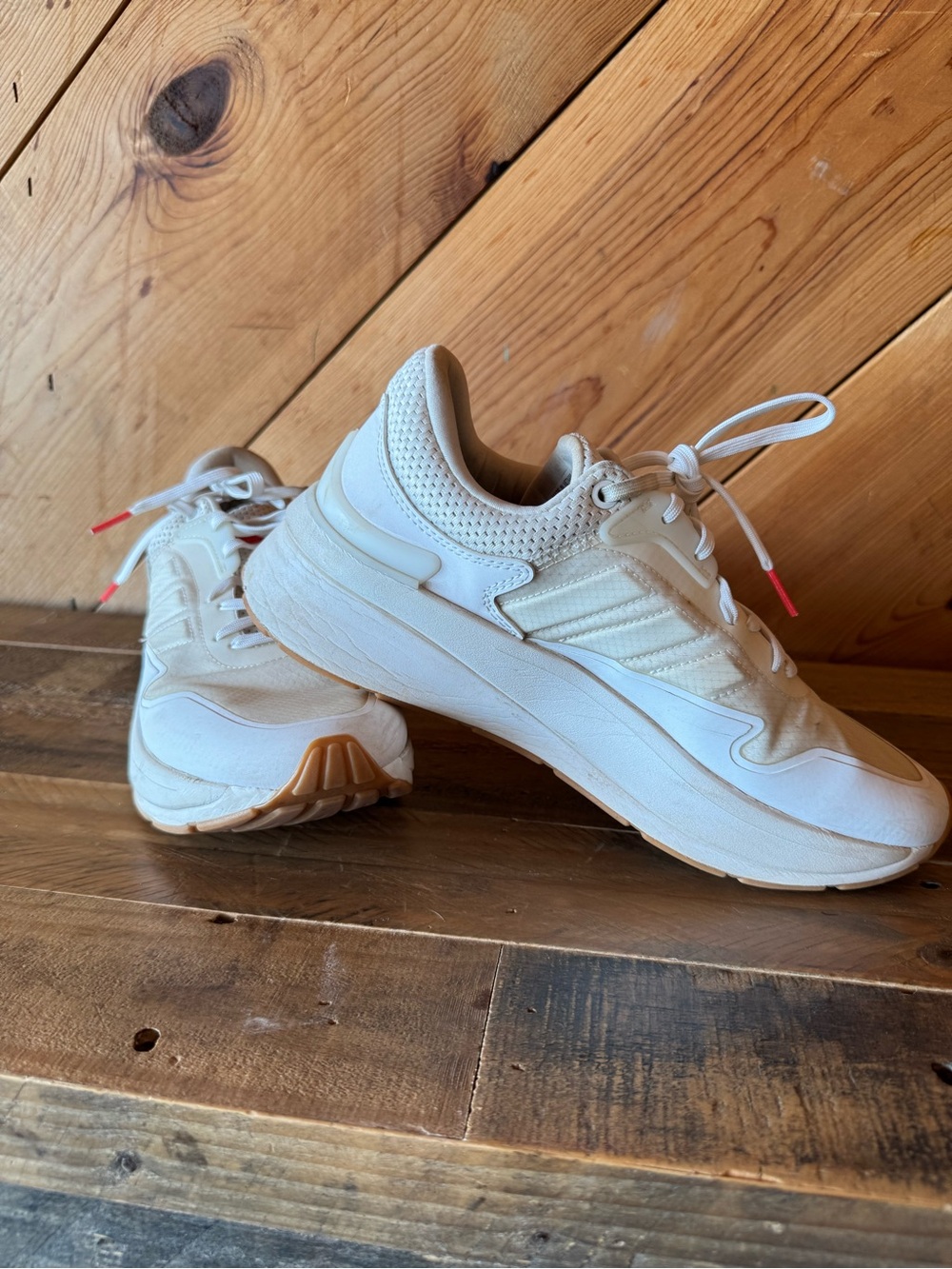 adidas Women's White Athletic Sneakers with Gum Soles
